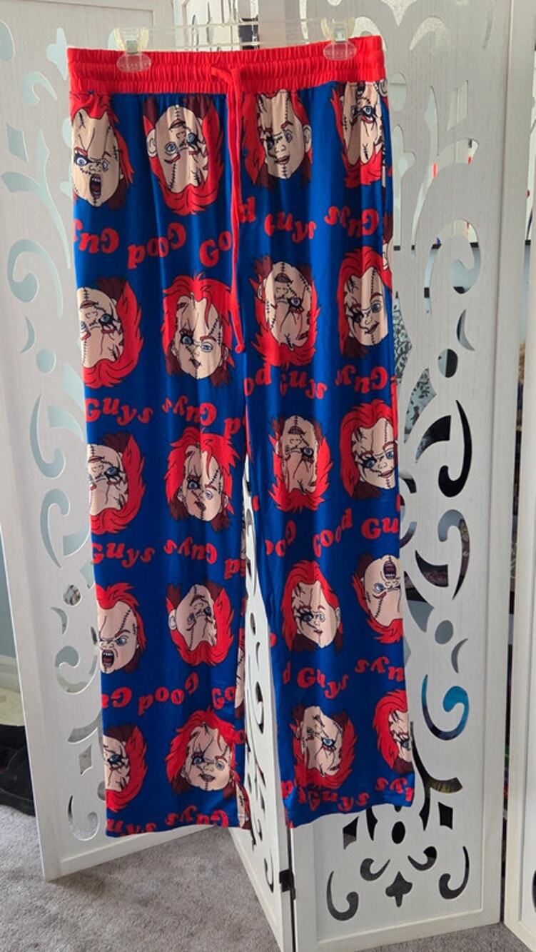 Chucky Pajama Pants Mens Medium NWOT Horror Lounge Pants Good Guys Blue